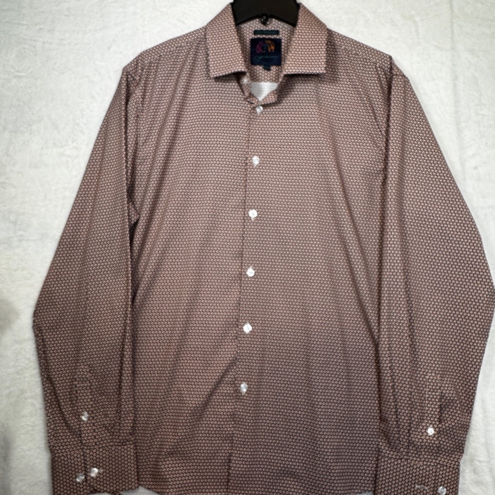 Julian Lennon Button Down Shirt Mens Size XL Micro Dots 4-Flex Business